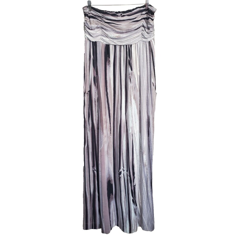 Soma Bandeau Abstract Stripes Jersey Knit Maxi Dress with Pockets Size XL